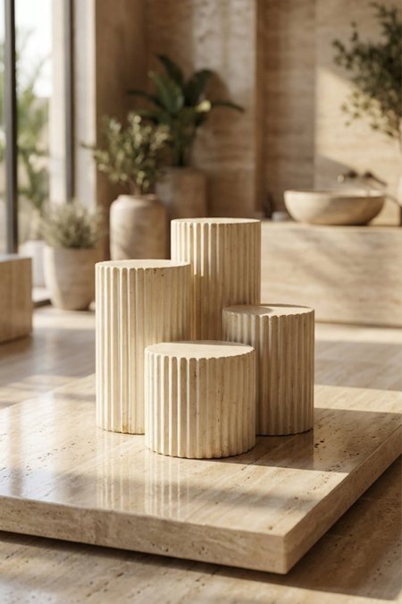 طقم ستاندات حجر ترافرتين